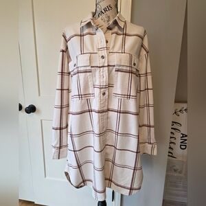Cute Long Length Flannel Top-NWT